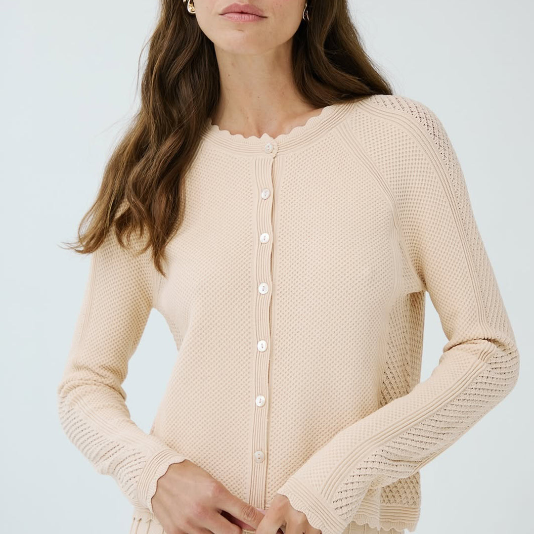 AUTUMN CASHMERE MIXED STITCH MESH CARDIGAN