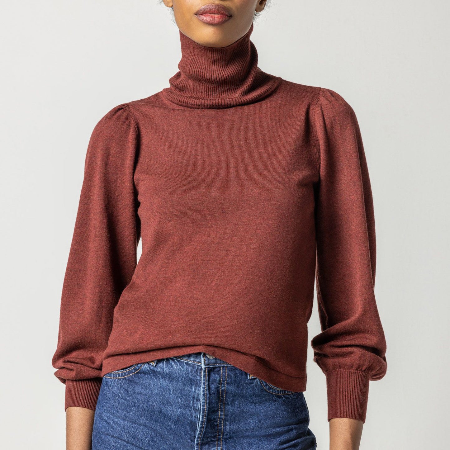 LILLA P PUFF SLEEVE TURTLENECK