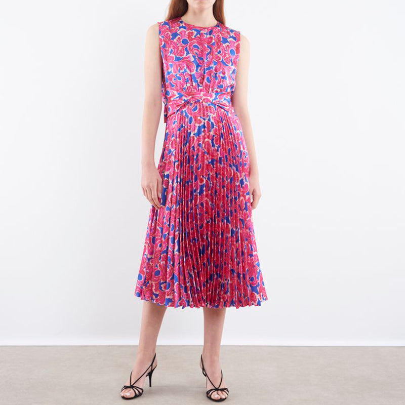 SALONI GWEN B DRESS AZURE / 2 / SELF: 100% SILK/SKIRT: 98% POLYESTER-2% SPANDEX/LINING: 96% POLYESTER-4% SPANDEX
