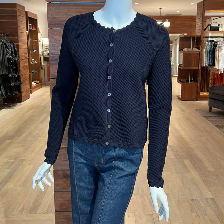 AUTUMN CASHMERE MIXED STITCH MESH CARDIGAN
