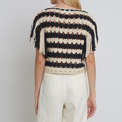 ELEVEN SIX EVER STRIPE CROCHET  TOP