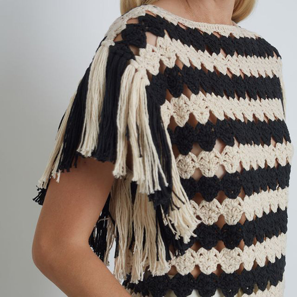 ELEVEN SIX EVER STRIPE CROCHET  TOP