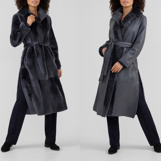 GRENN PILOT REVERSIBLE LONG BELTED COAT