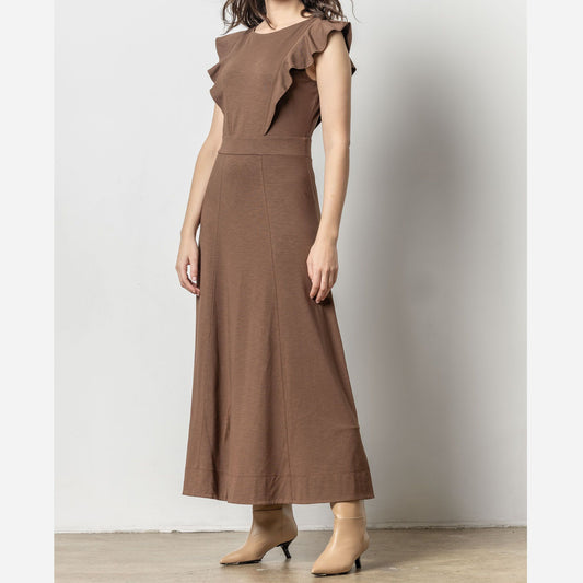 LILLA P FLOUNCE TRIM MAXI DRESS