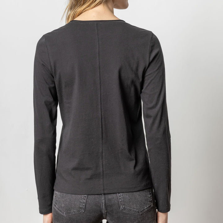 LILLA P ROLLED EDGE V-NECK