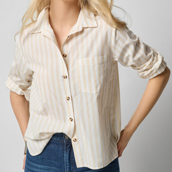 LILLA P STRIPED BUTTON DOWN