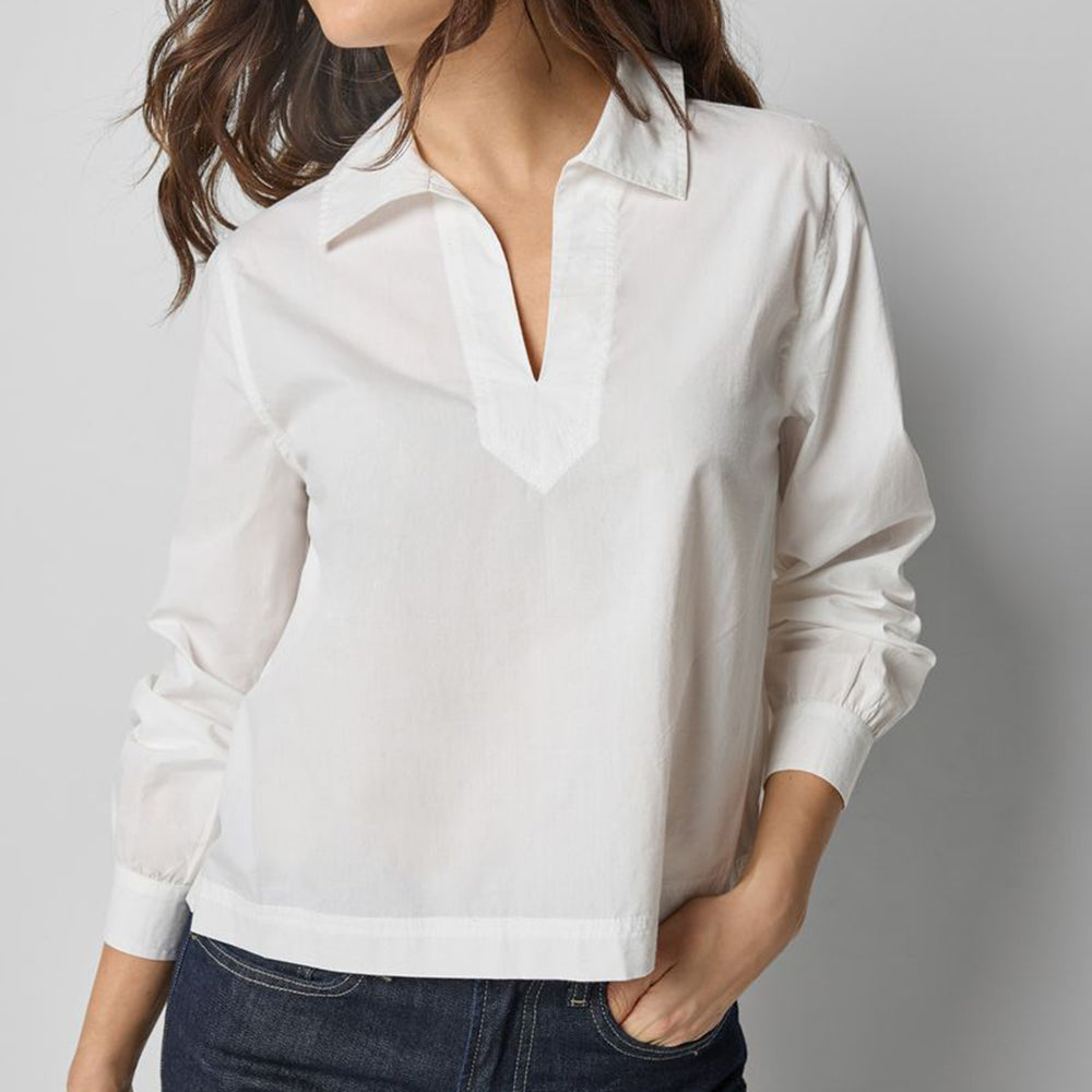 LILLA P SPLITNECK COLLARED SHIRT