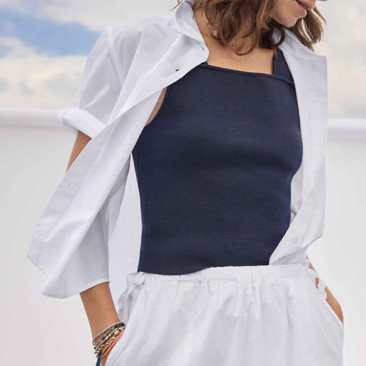 LILLA P FOLDED SLEEVE BUTTON DOWN