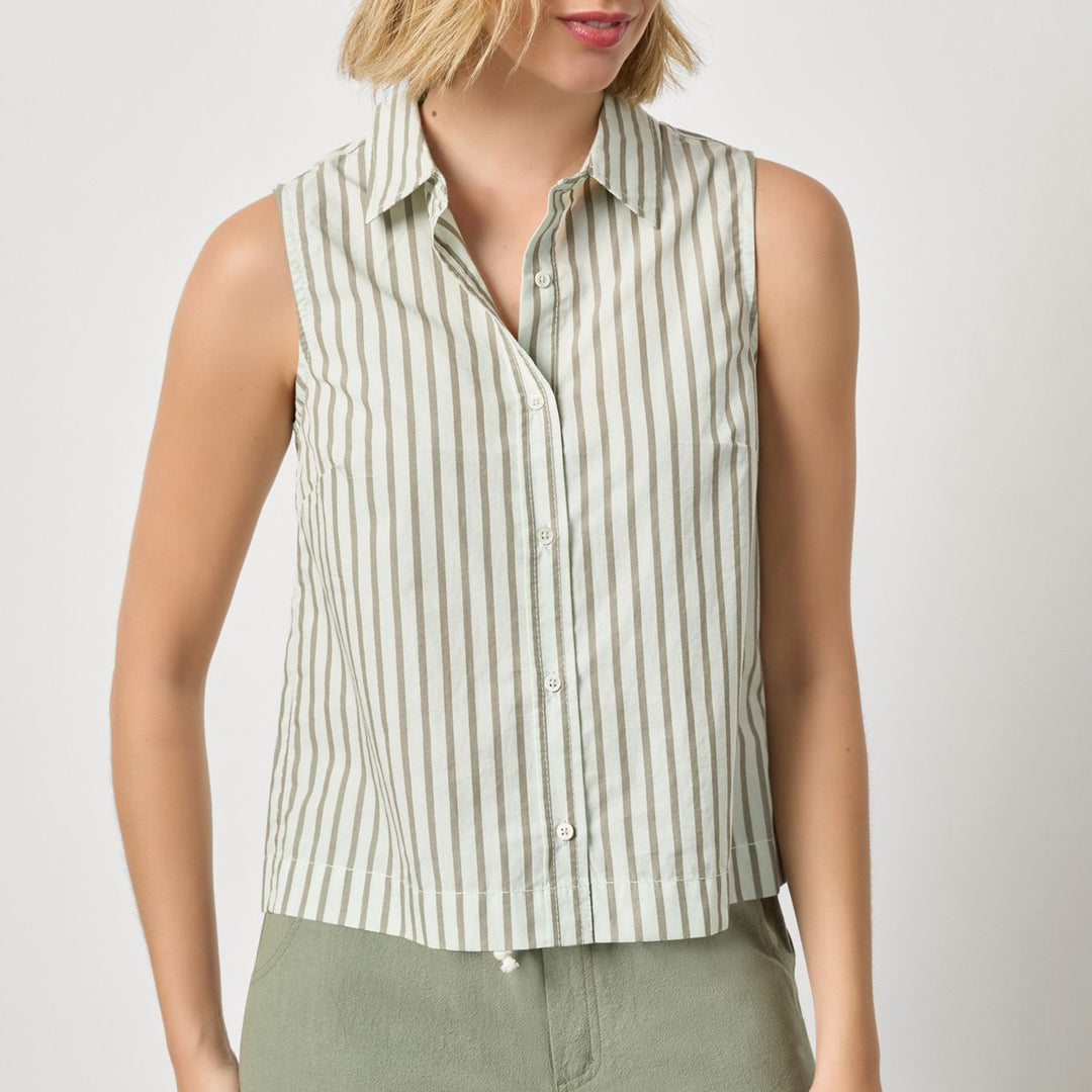 LILLA P STRIPE SLEEVELESS SHIRT