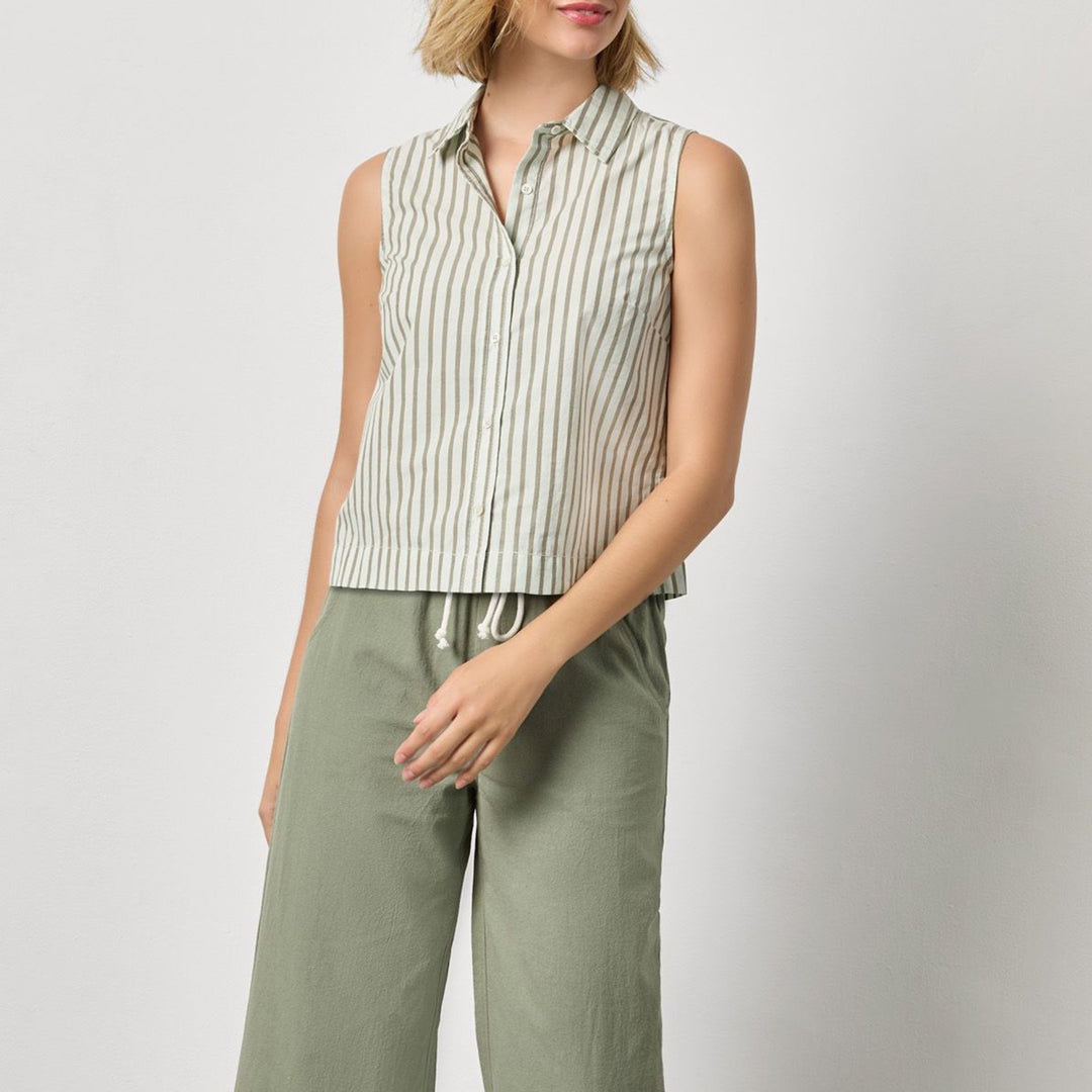 LILLA P STRIPE SLEEVELESS SHIRT