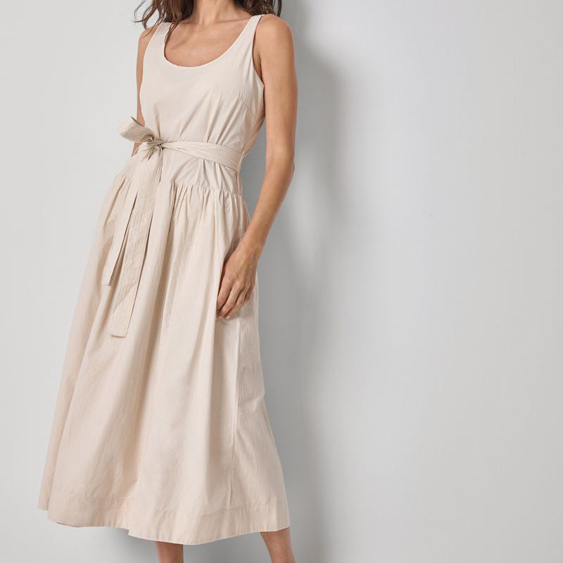 LILLA P POPLIN MAXI YOKE DRESS