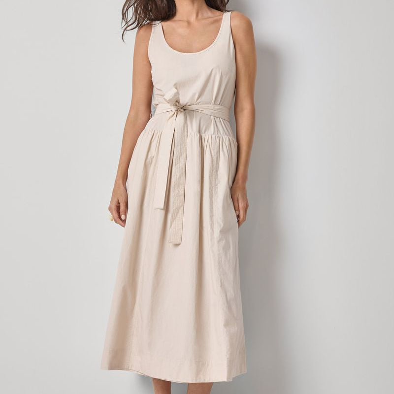 LILLA P POPLIN MAXI YOKE DRESS