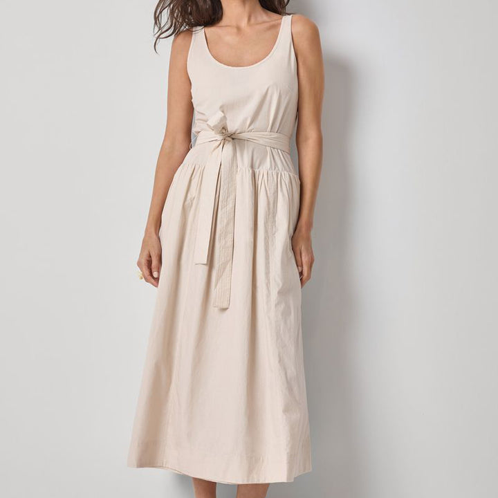 LILLA P POPLIN MAXI YOKE DRESS