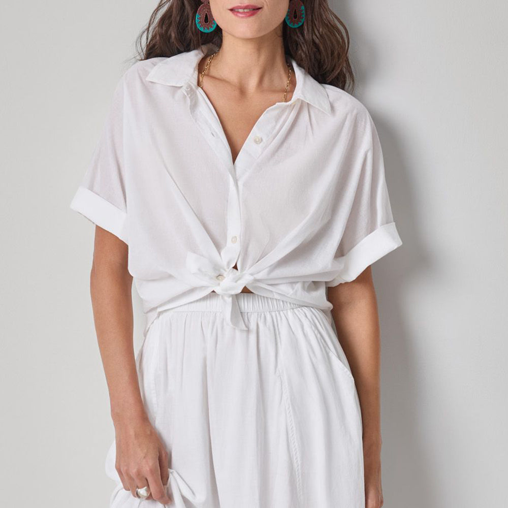 LILLA P ELBOW SLEEVE BUTTON DOWN