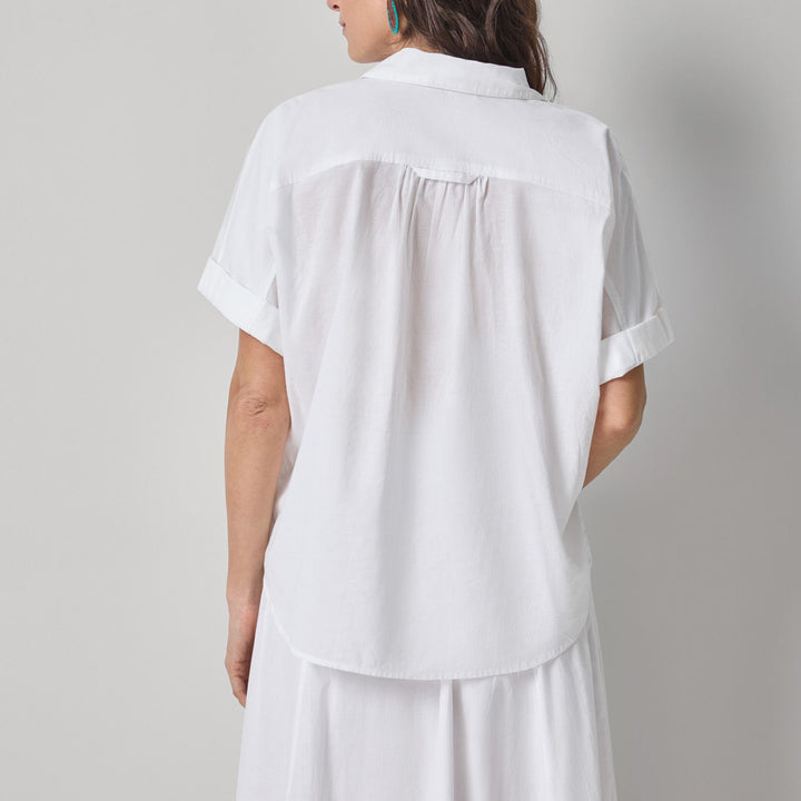 LILLA P ELBOW SLEEVE BUTTON DOWN