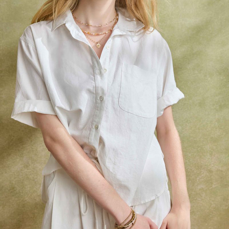 LILLA P LINEN BLEND BUTTON DOWN