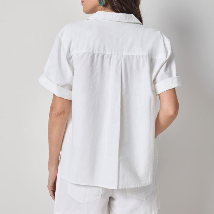 LILLA P LINEN BLEND BUTTON DOWN