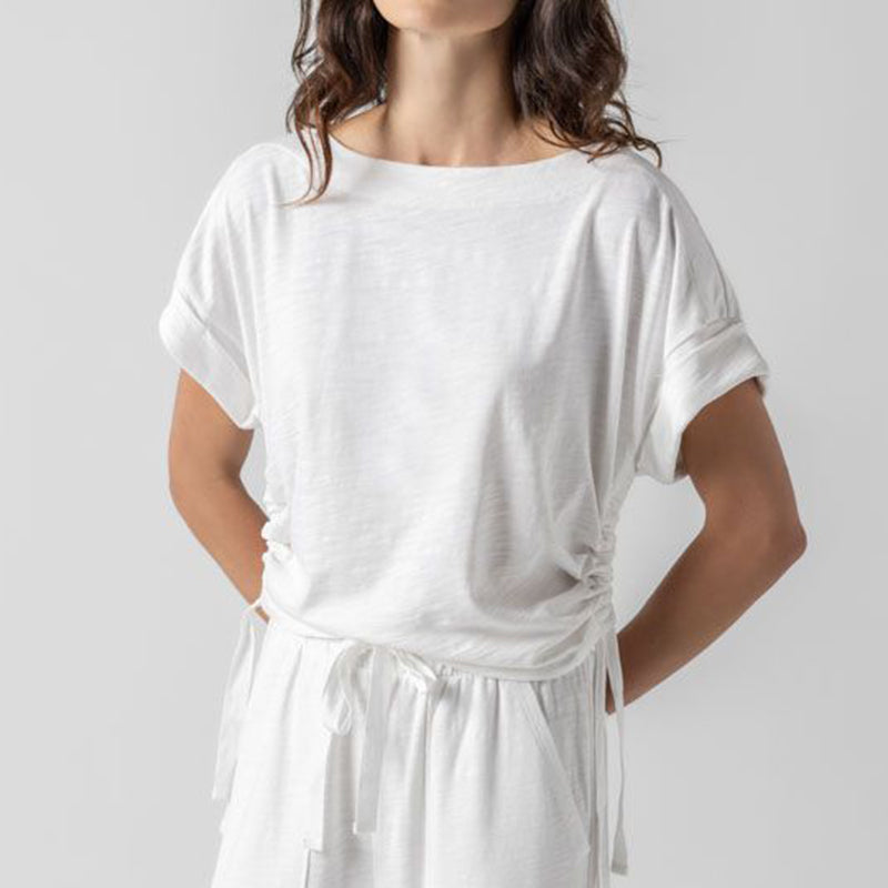 LILLA P RUCHED SIDE BOATNECK