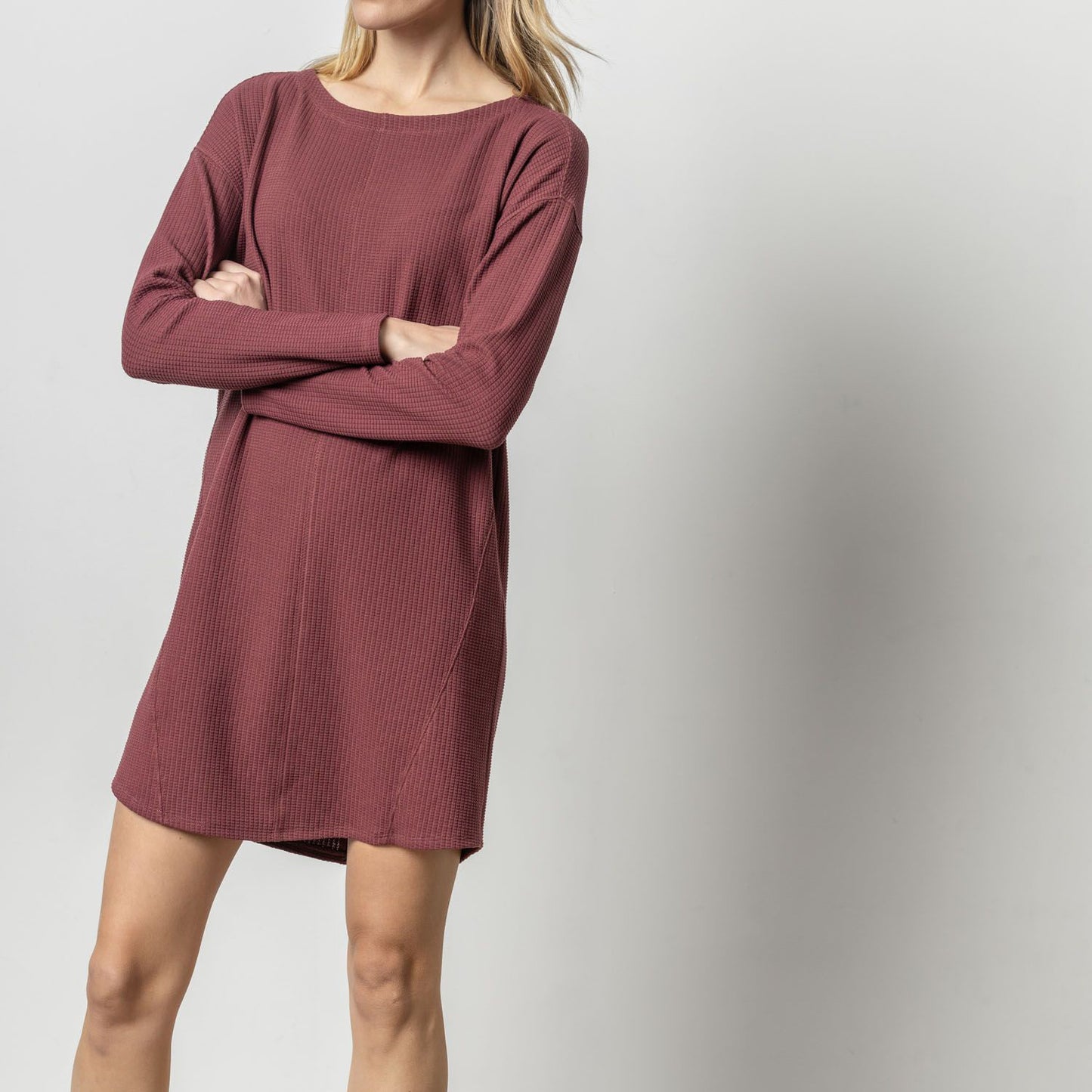 LILLA P SEAMED BOATNECK DRESS