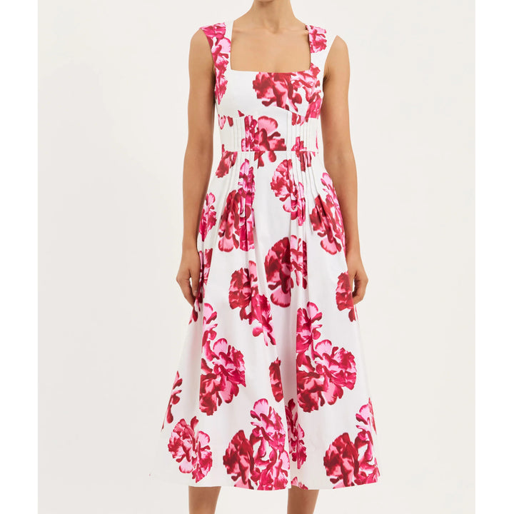 REBECCA VALLANCE DAMASK ROSE MIDI DRESS