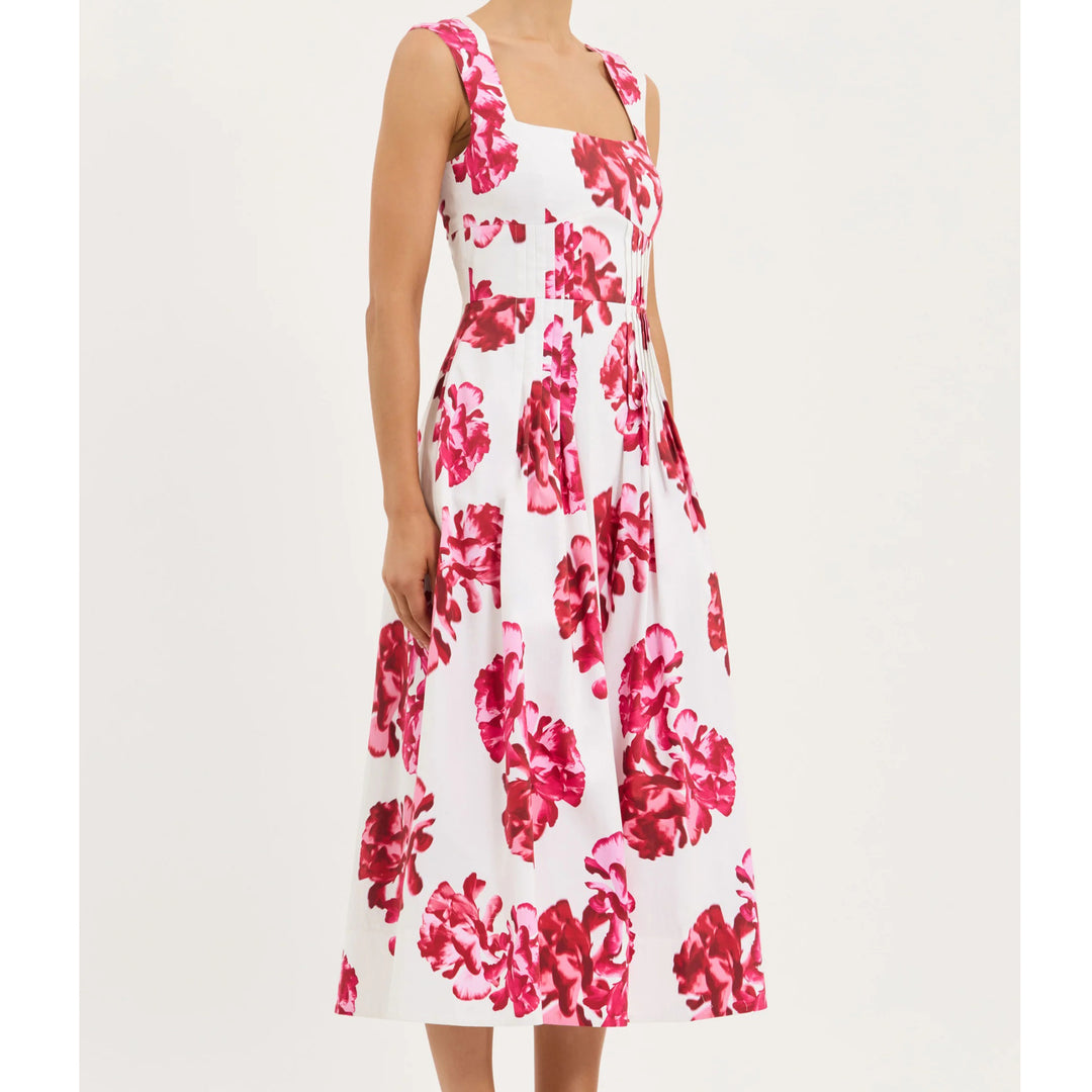 REBECCA VALLANCE DAMASK ROSE MIDI DRESS