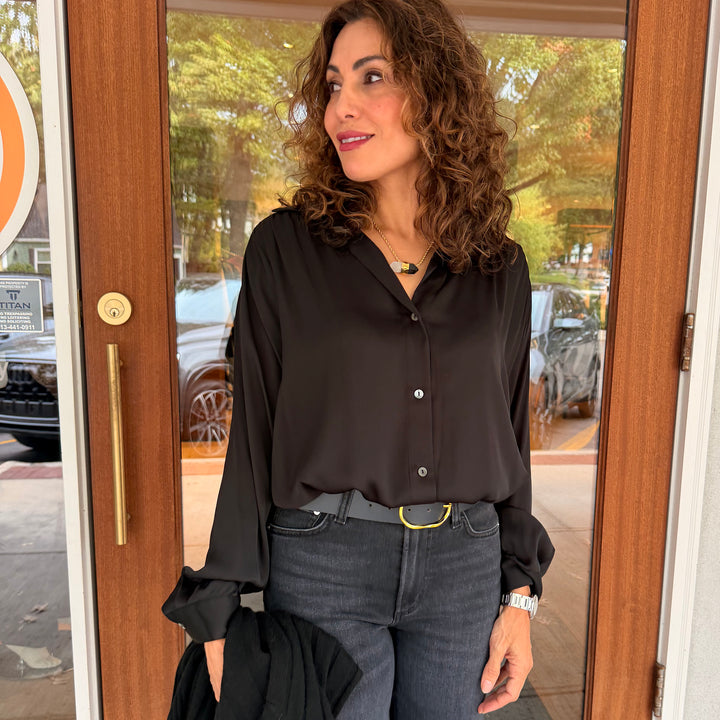 REPEAT LONG SLEEVE SILK BLOUSE