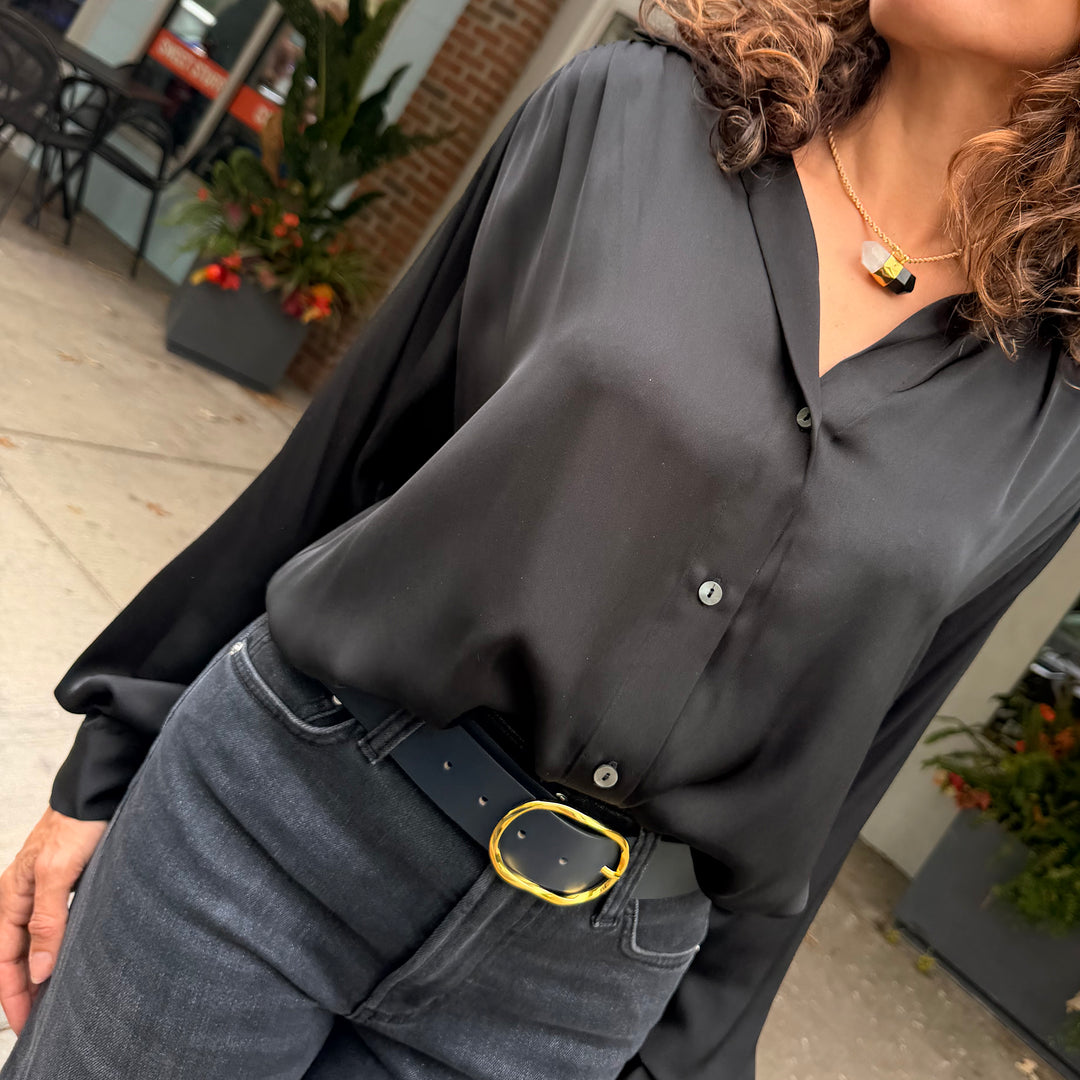 REPEAT LONG SLEEVE SILK BLOUSE