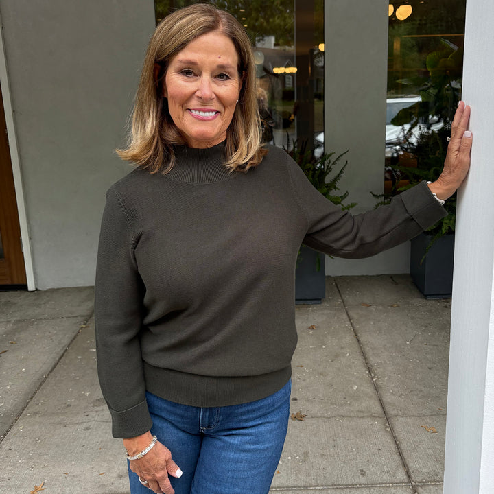 REPEAT 3/4 SLEEVE COTTON MOCKNECK
