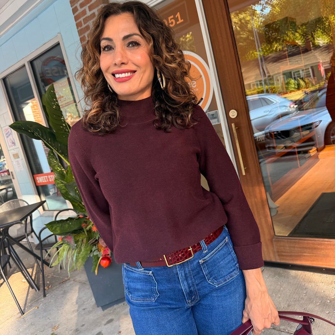 REPEAT 3/4 SLEEVE COTTON MOCKNECK
