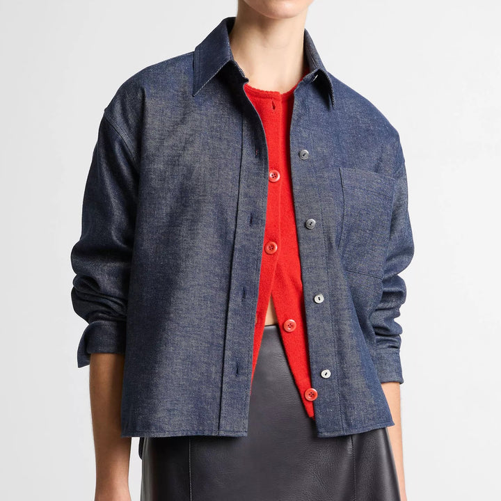 VINCE CROPPED LONG SLEEVE SHIRT