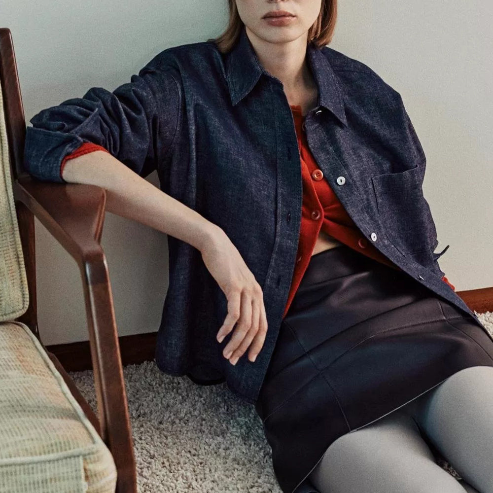 VINCE CROPPED LONG SLEEVE SHIRT