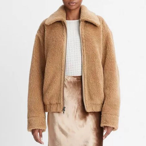 VINCE FAUX SHEARLING BOMBER