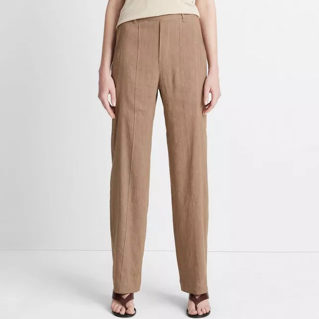 VINCE LINEN BLEND PULL ON TROUSER