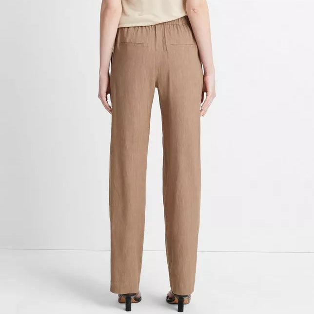 VINCE LINEN BLEND PULL ON TROUSER