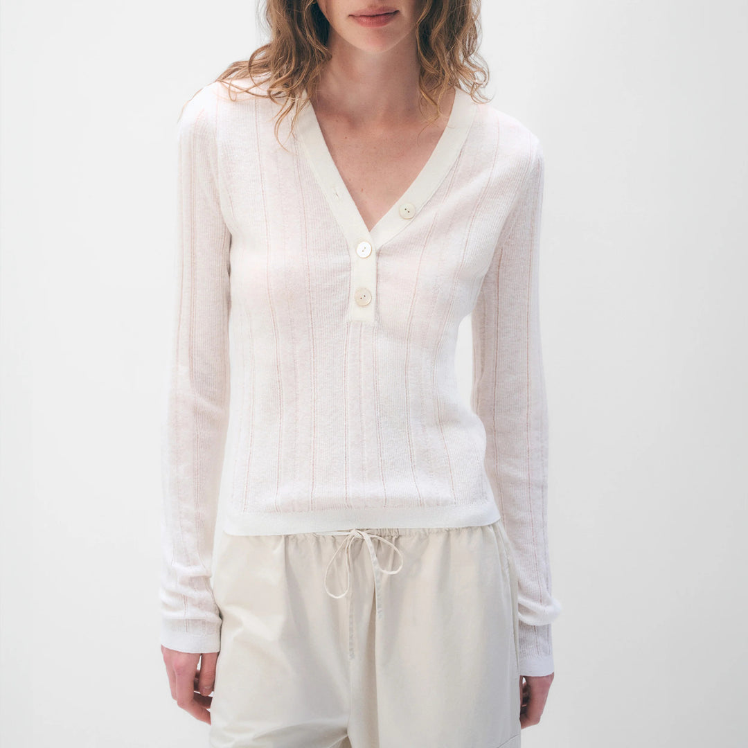 WHITE & WARREN LINEN BLEND HENLEY