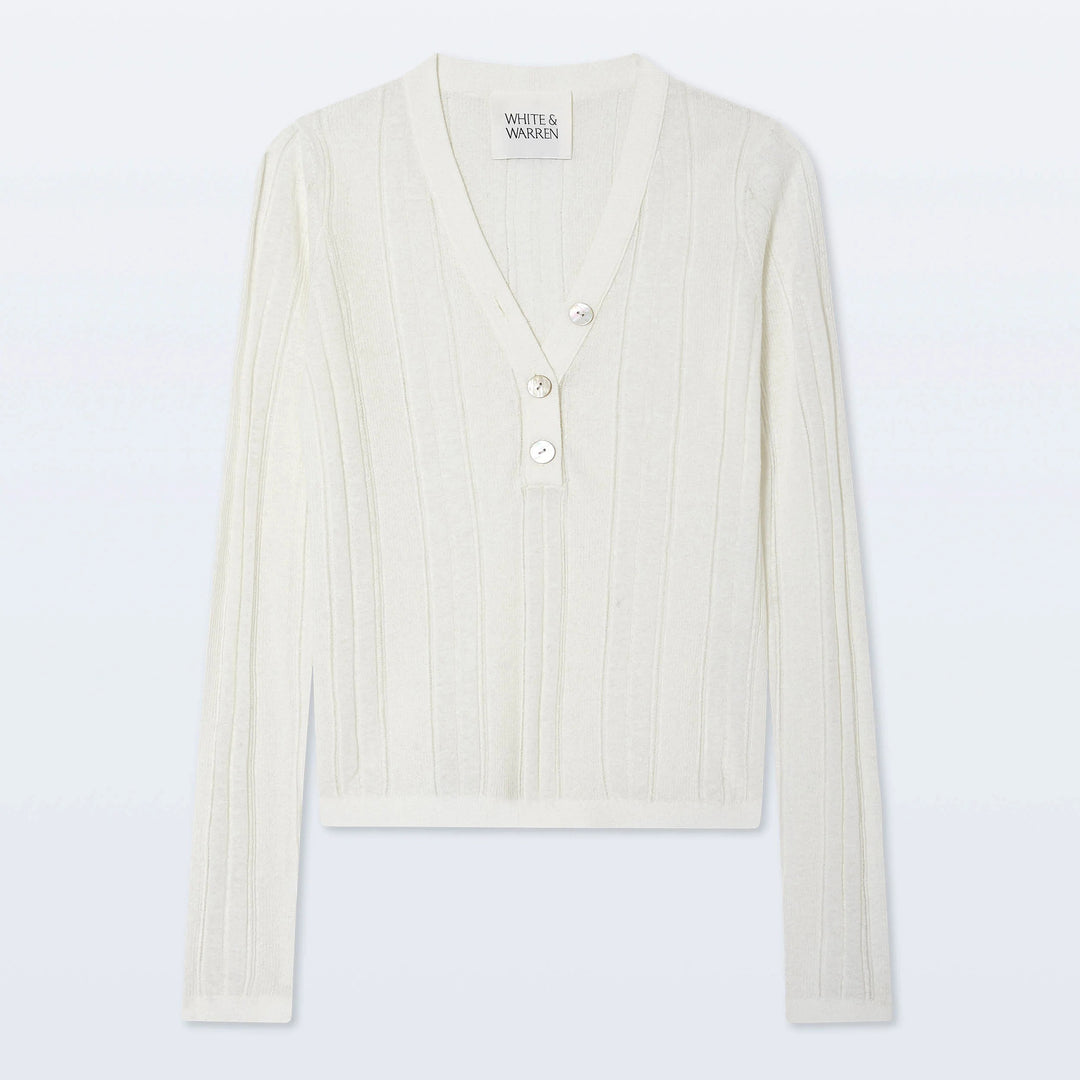 WHITE & WARREN LINEN BLEND HENLEY