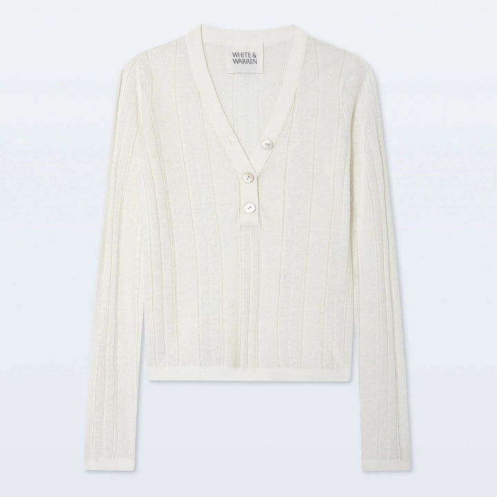 WHITE & WARREN LINEN BLEND HENLEY