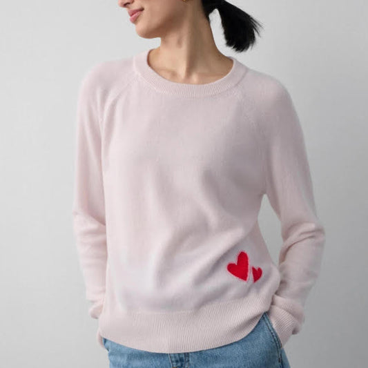 WHITE+WARREN CASHMERE HEART SWEATER