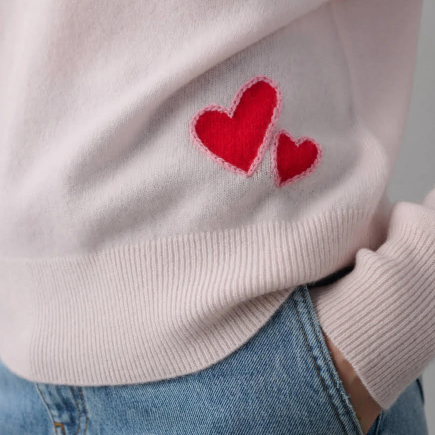 WHITE+WARREN CASHMERE HEART SWEATER