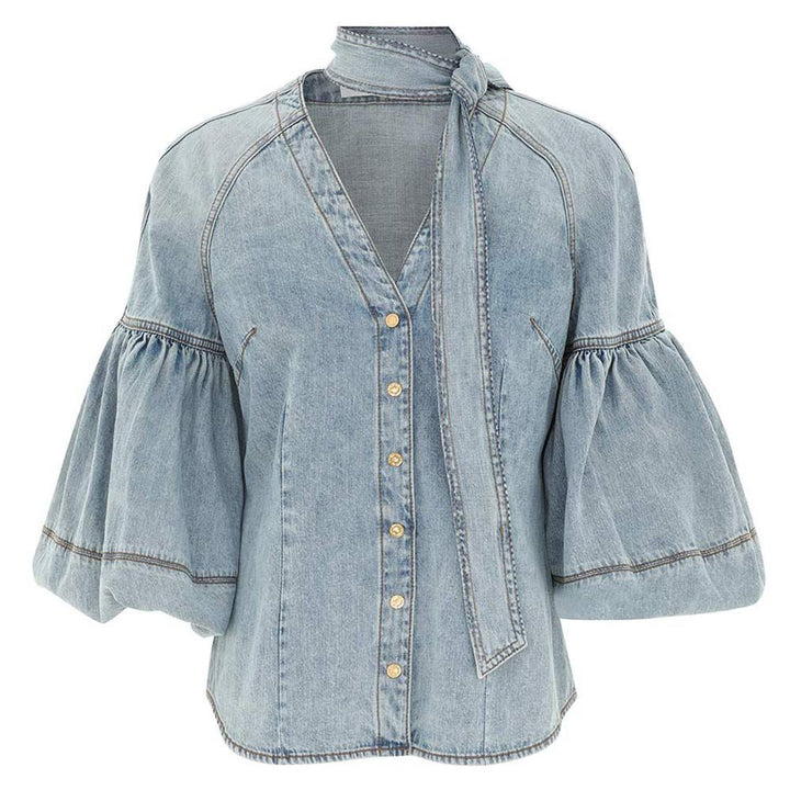 ZIMMERMANN ILLUMINATE DENIM BLOUSE