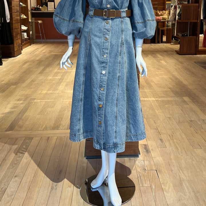 ZIMMERMANN DENIM FLARE SKIRT