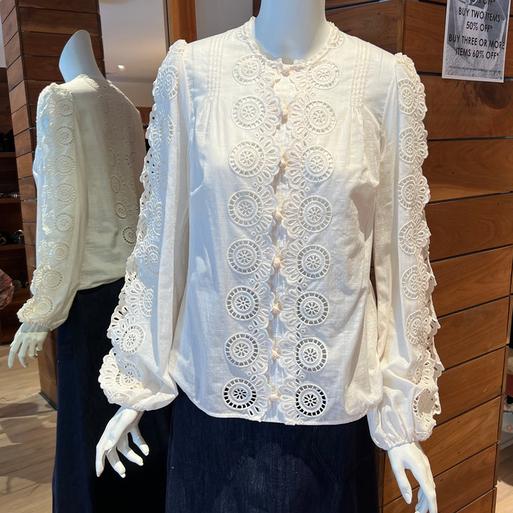 ZIMMERMANN LUCKY EMBROIDERED BLOUSE